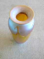 Pulled Feather Art Glass Vase by Donald Carlson