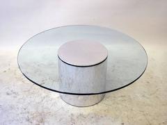 Rare Large Polished Aluminum Drum Table by Paul Mayen for Habitat