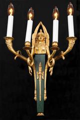Pair of Bronze 20th Century Empire Sconces