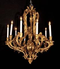 Napoleon III Bronze D’Ore Chandelier with Cherub and Acanthus Leaves