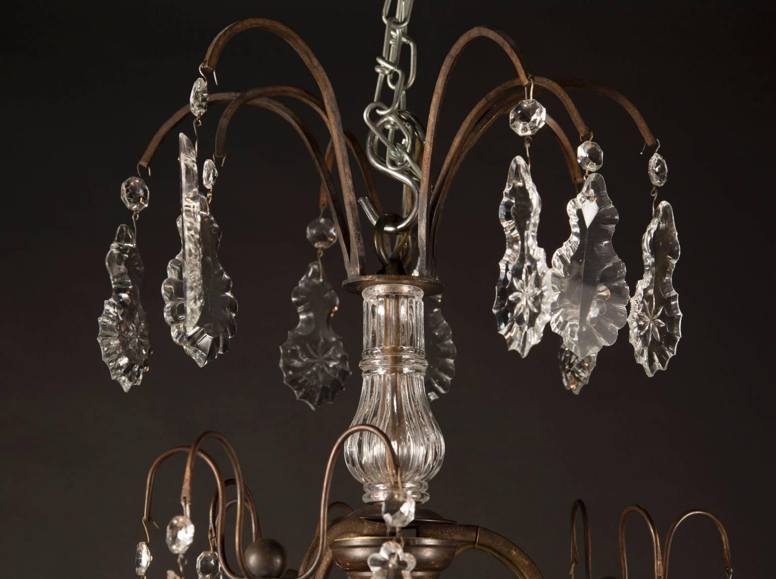 Louis XV Dark Bronze and Crystal Chandelier For Sale