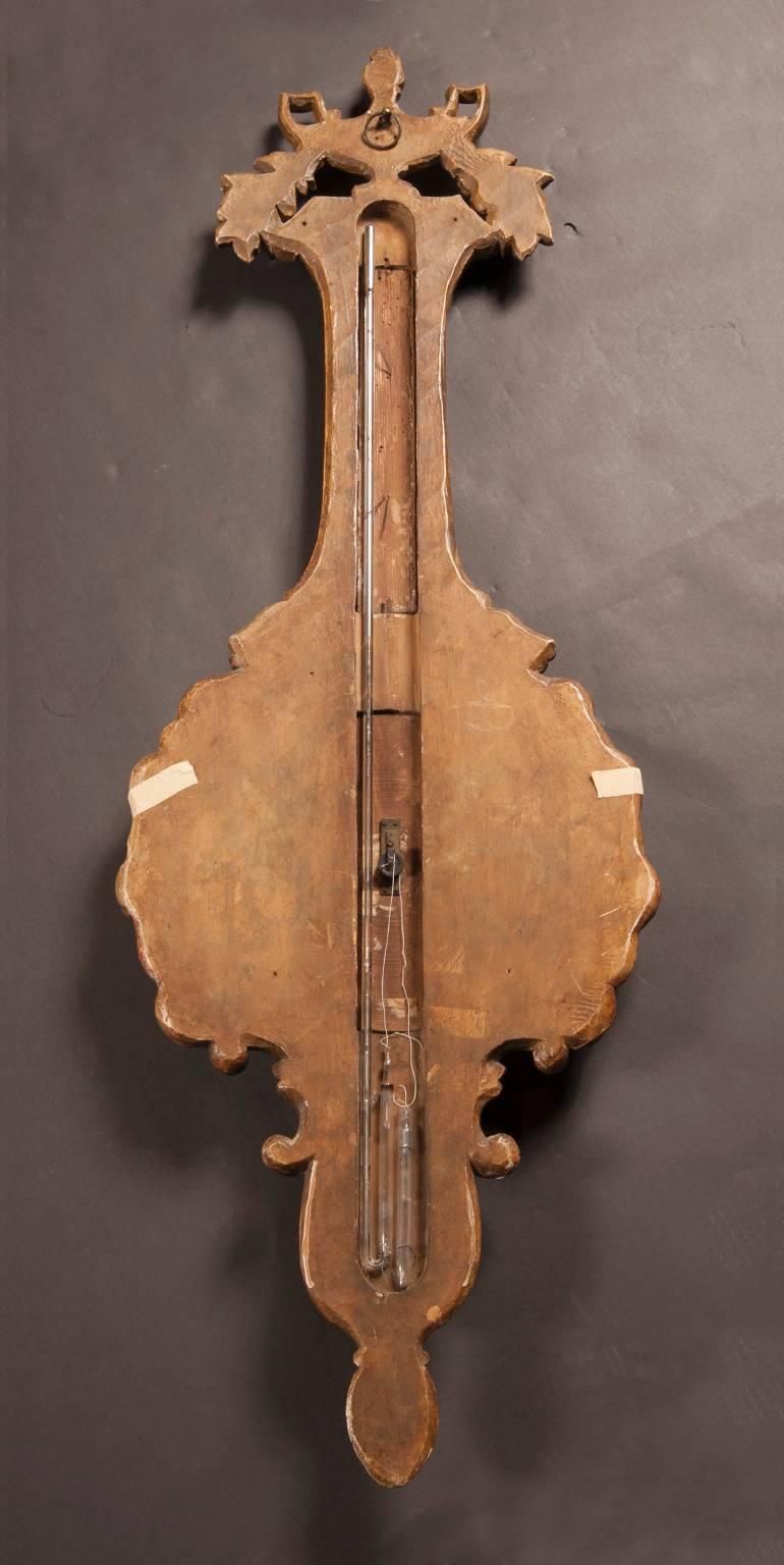 Hand-Carved French 18th Century Gold Leaf Barometer For Sale