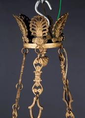 19th Century Empire Bronze Chandelier with Palmetto Crown and Flame Center