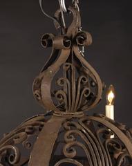 French 18th Century Spherical Wrought Iron Chandelier