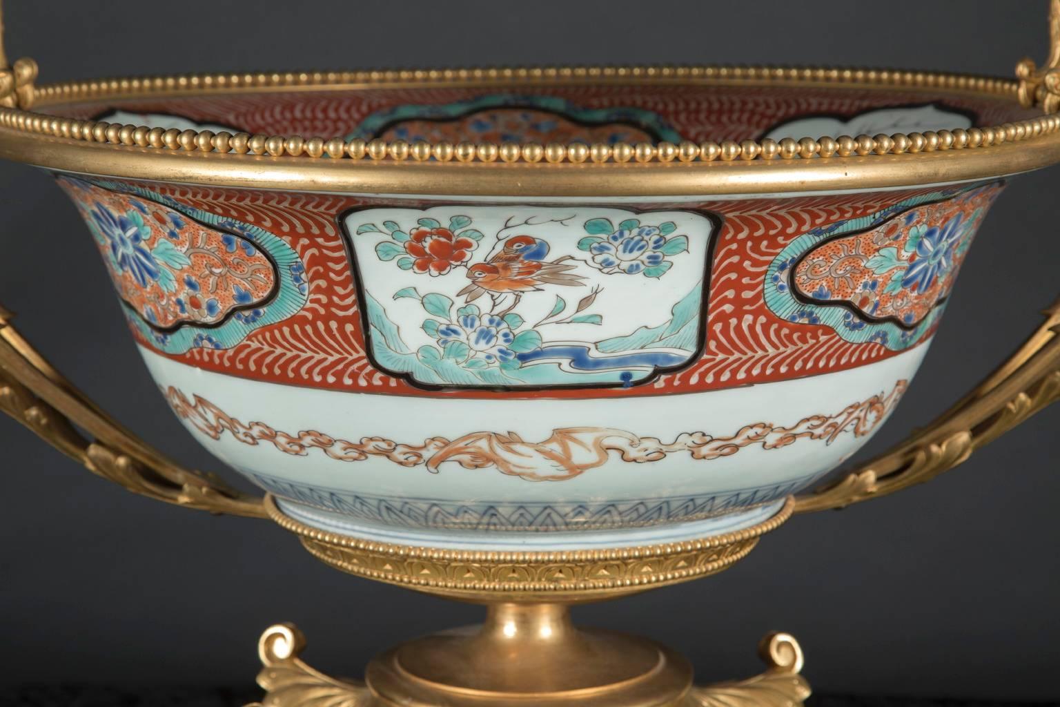 Japanese Porcelain with French Bronze D'ore Mounts Centerpiece In Excellent Condition In New Orleans, LA