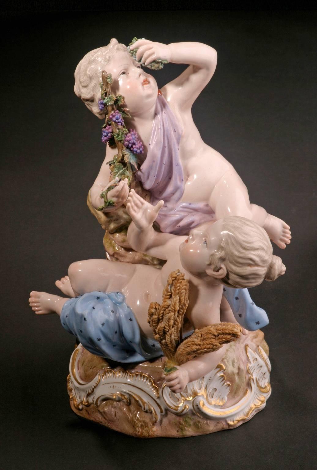 Allemand Figurines Meissen du XVIIIe siècle représentant les quatre saisons en vente