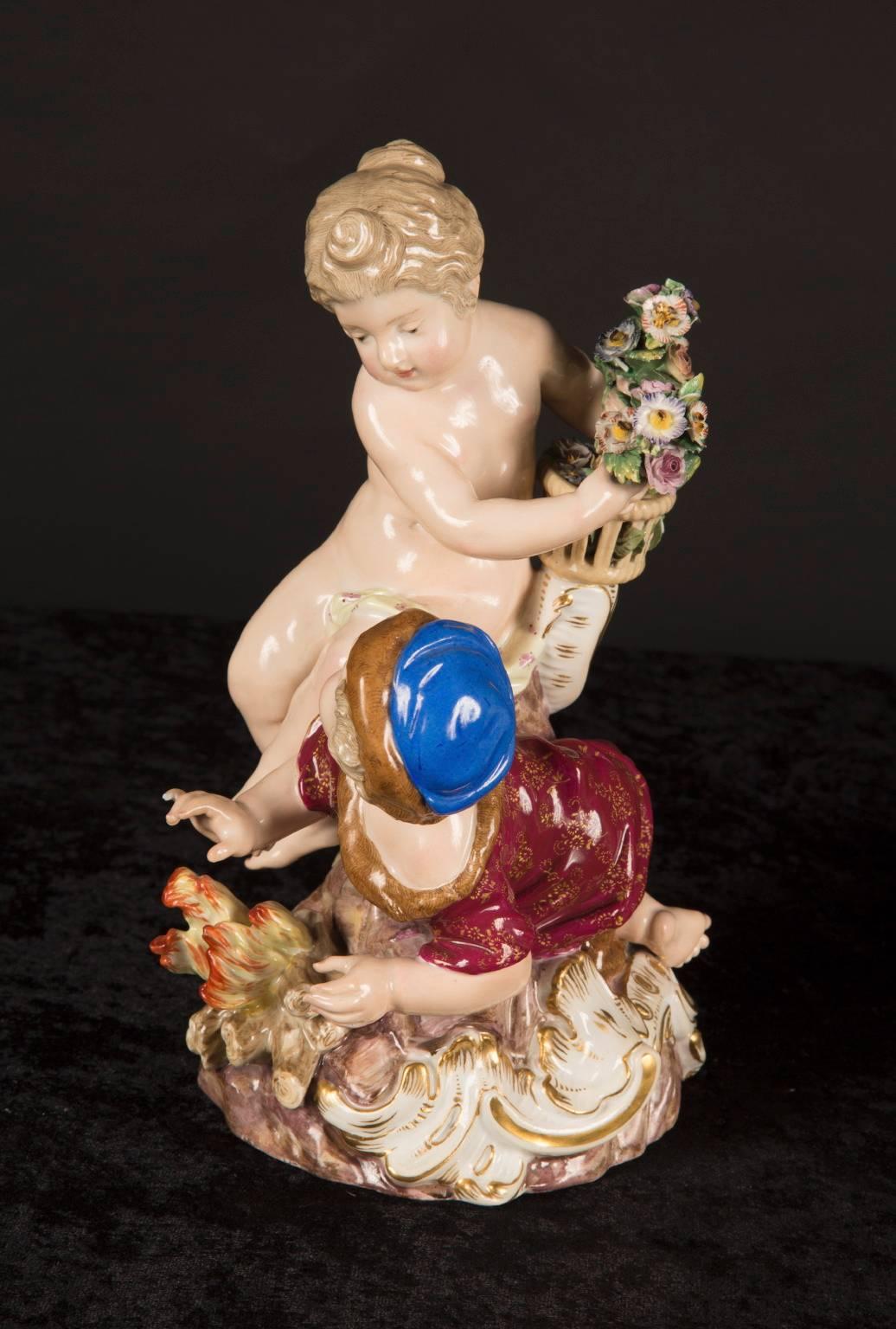 18th Century Meissen Figurines of the Four Seasons In Excellent Condition For Sale In New Orleans, LA