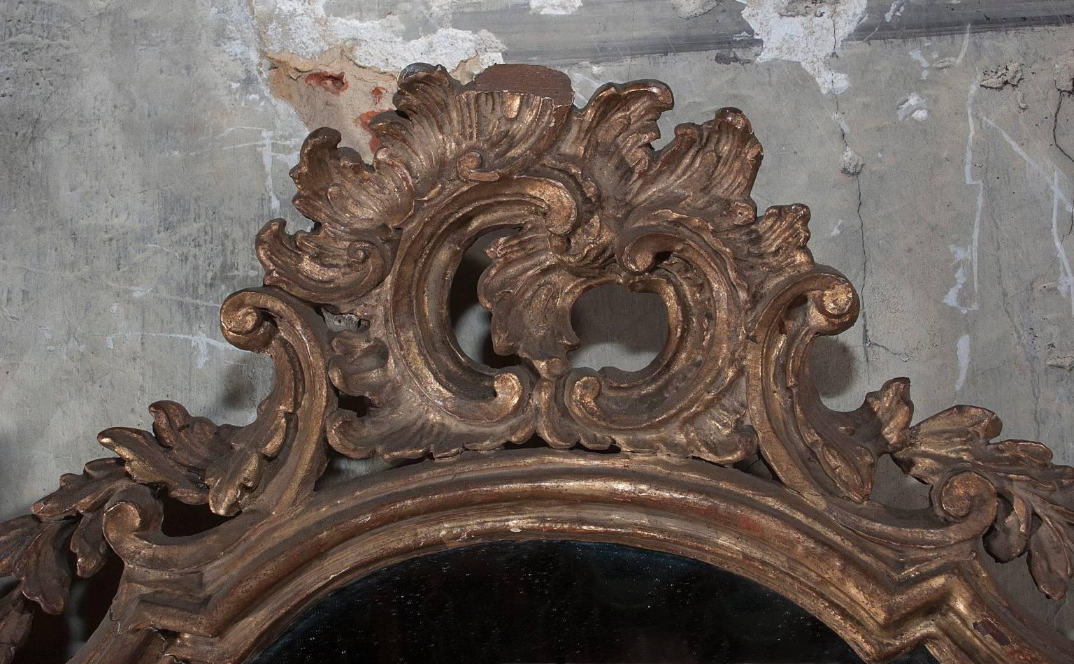 French 19th Century Carved and Gilded Horizontal Mirror For Sale