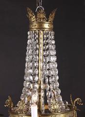 Small Bronze and Crystal Empire Chandelier, Late 19th Century