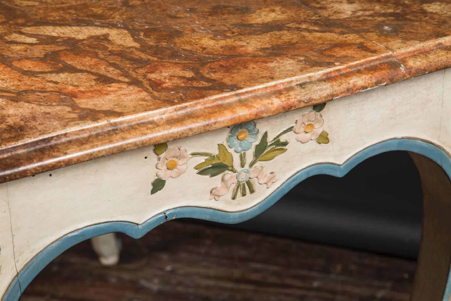 Wood Painted Italian Console Table, Early 20th Century For Sale