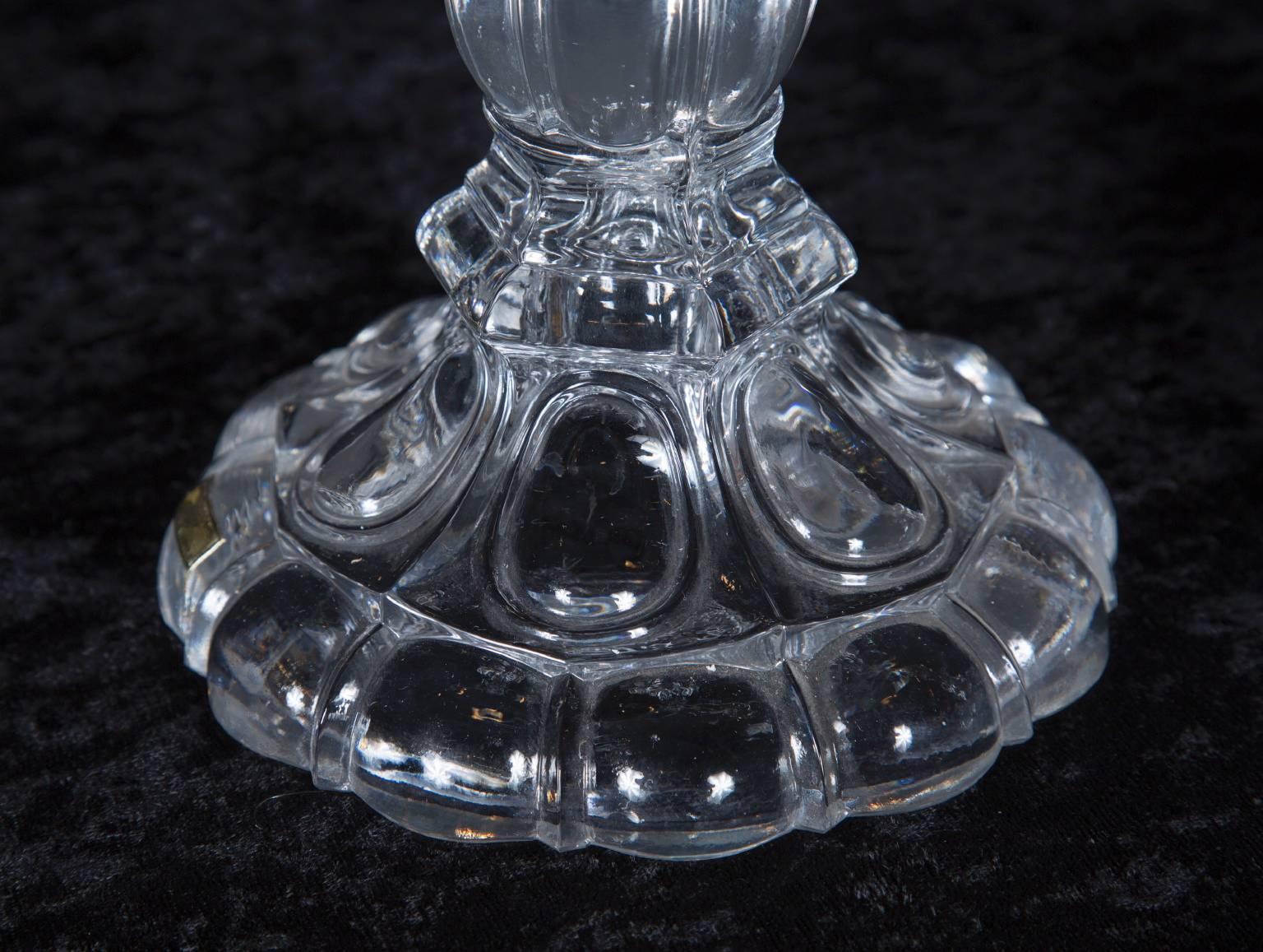 Pair of Louis Style Crystal Candlesticks In Excellent Condition In New Orleans, LA