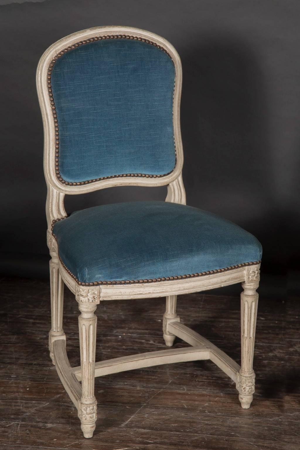 French Set of Ten 19th Century Painted Chairs