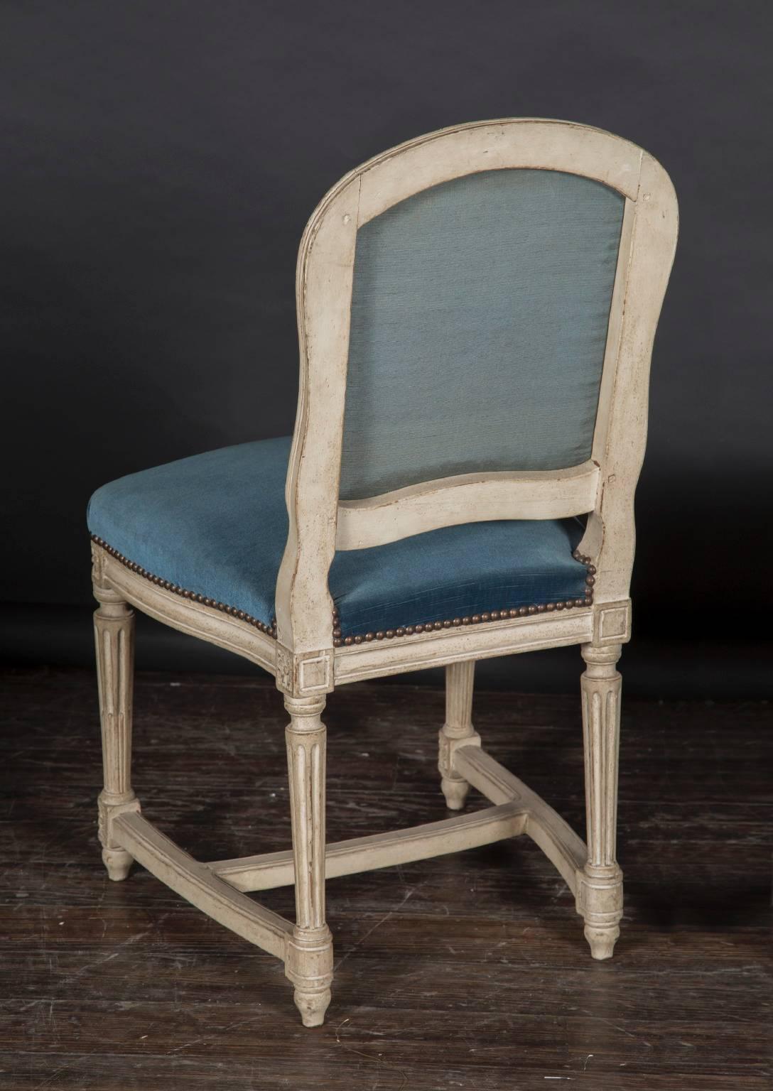 Velvet Set of Ten 19th Century Painted Chairs