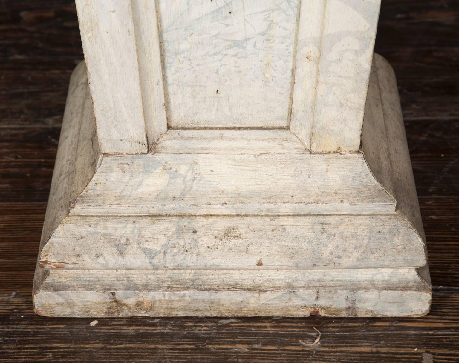 19th Century France Three-Sided Faux-Marble Pedestal In Good Condition For Sale In New Orleans, LA