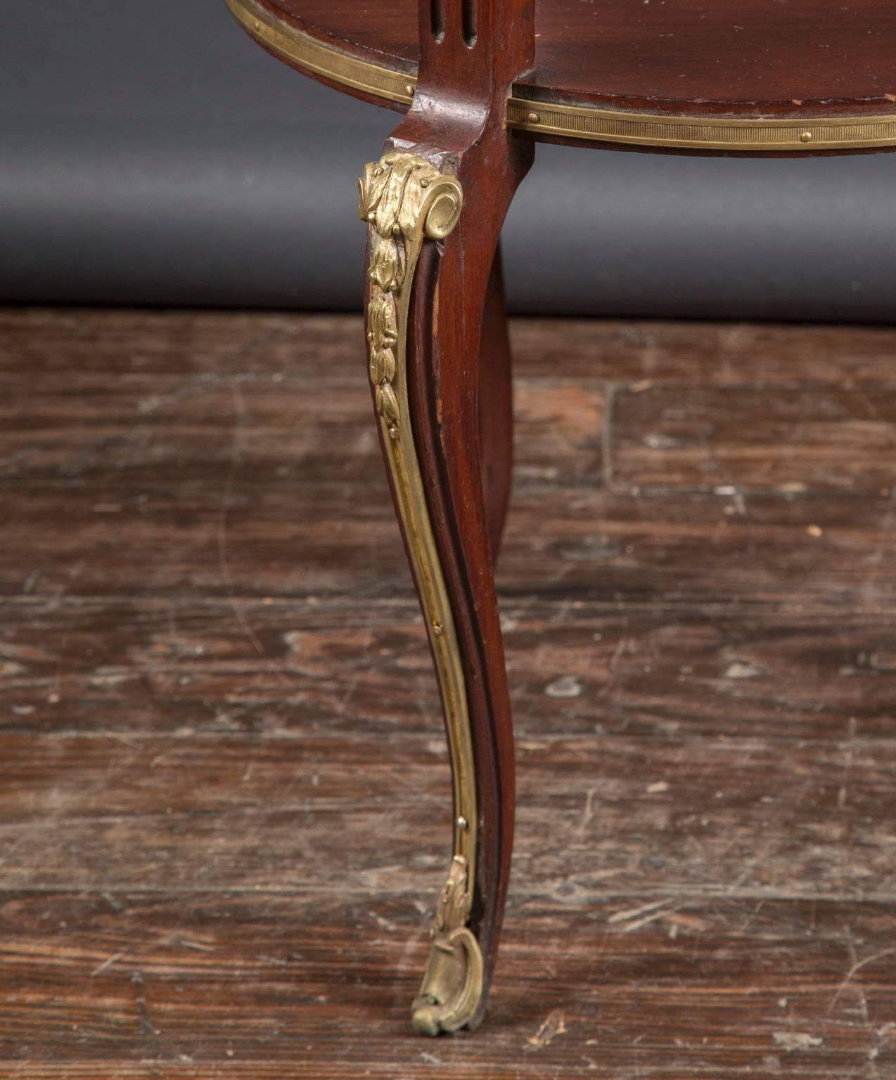 Wood French 19th Century Cylindrical Mahogany Table with Bronze Mounts and Marble Top For Sale