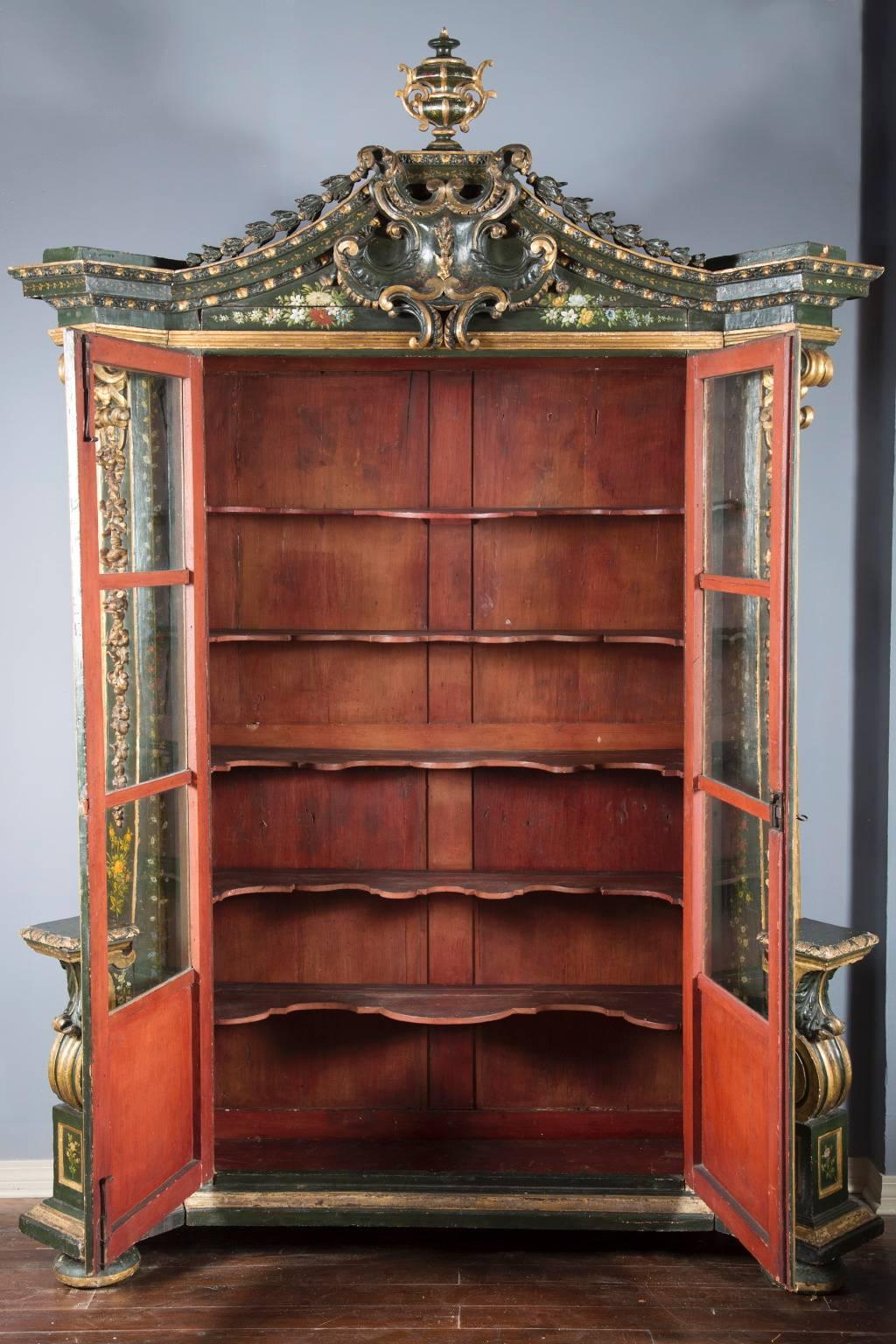 18th Century Austrian Hand-Carved and Painted Cabinet Accented with Gold Leaf For Sale 1