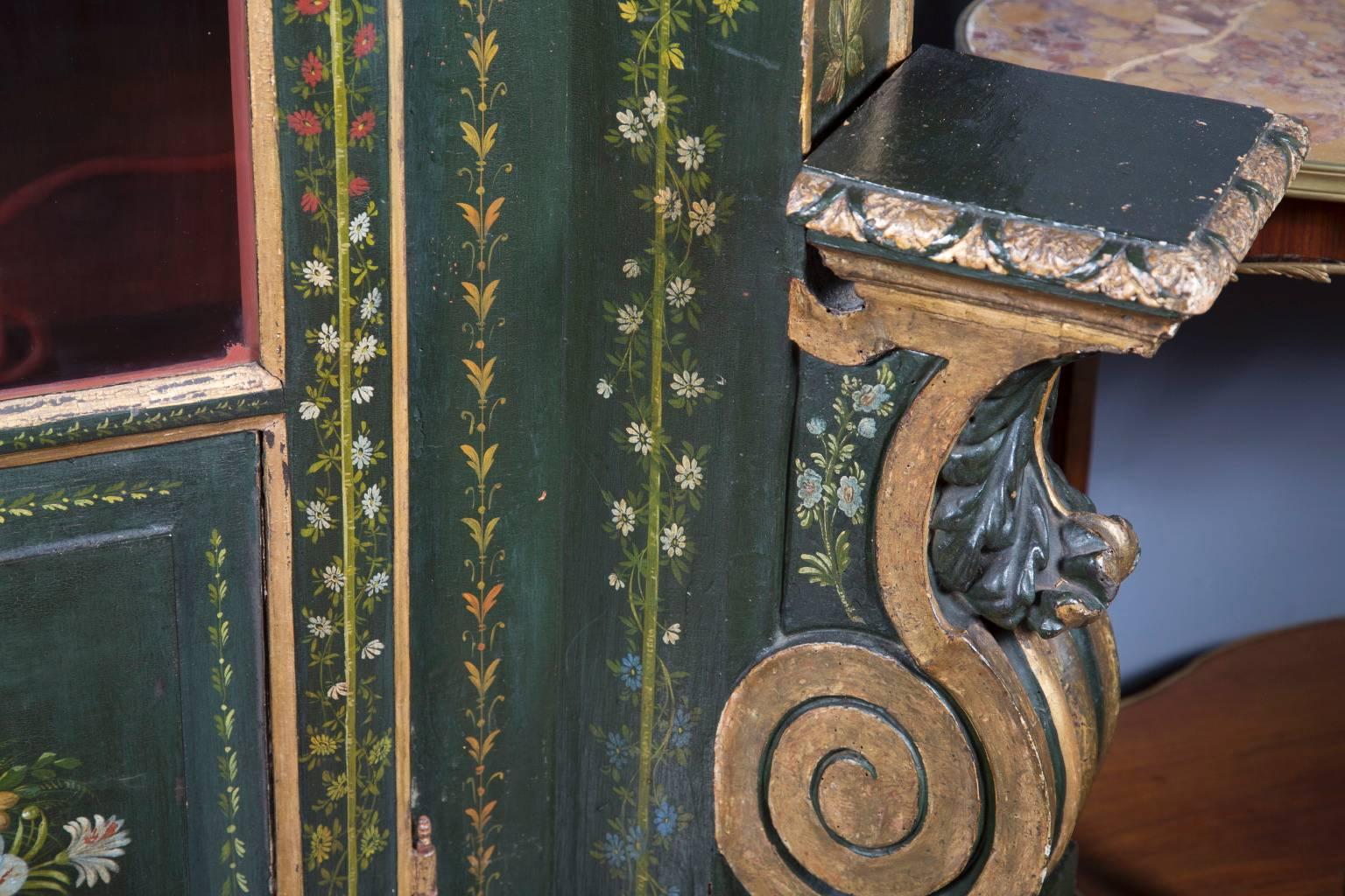 18th Century Austrian Hand-Carved and Painted Cabinet Accented with Gold Leaf In Excellent Condition For Sale In New Orleans, LA