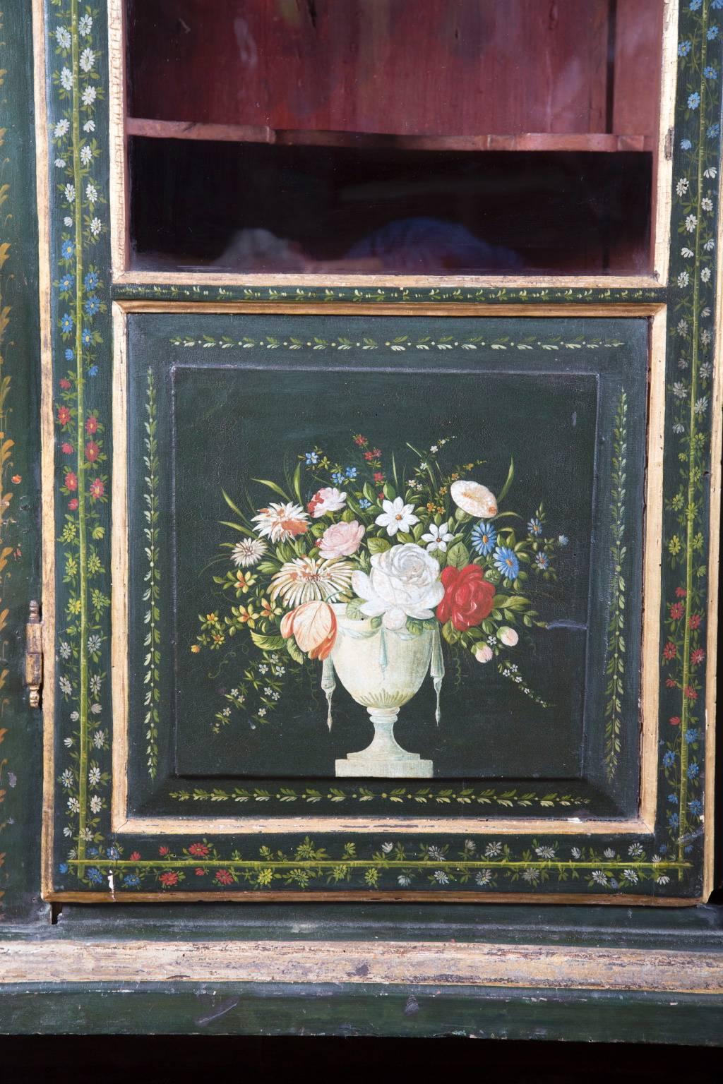 Gesso 18th Century Austrian Hand-Carved and Painted Cabinet Accented with Gold Leaf For Sale