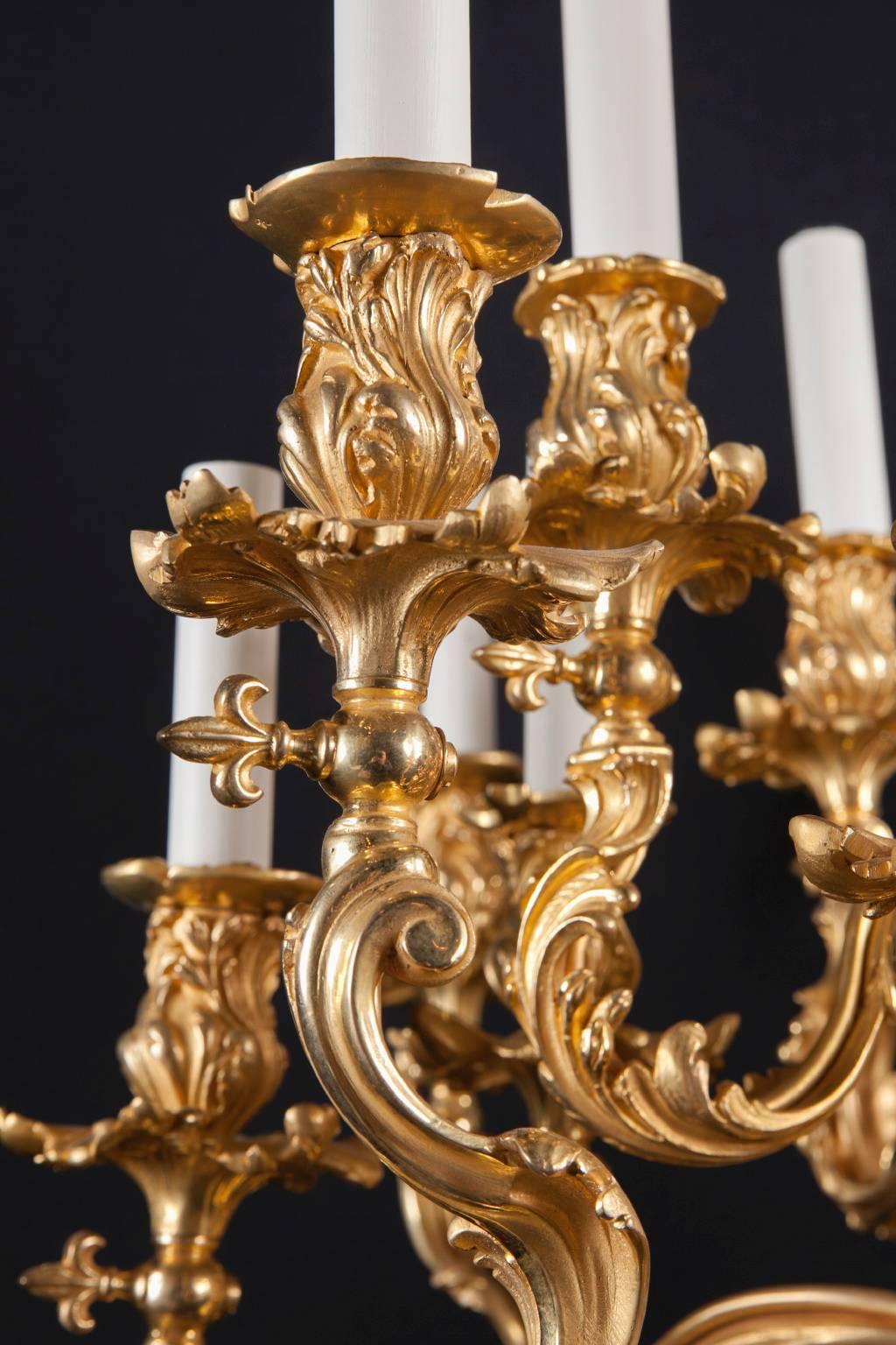 French 19th Century Bronze Doré Chandelier