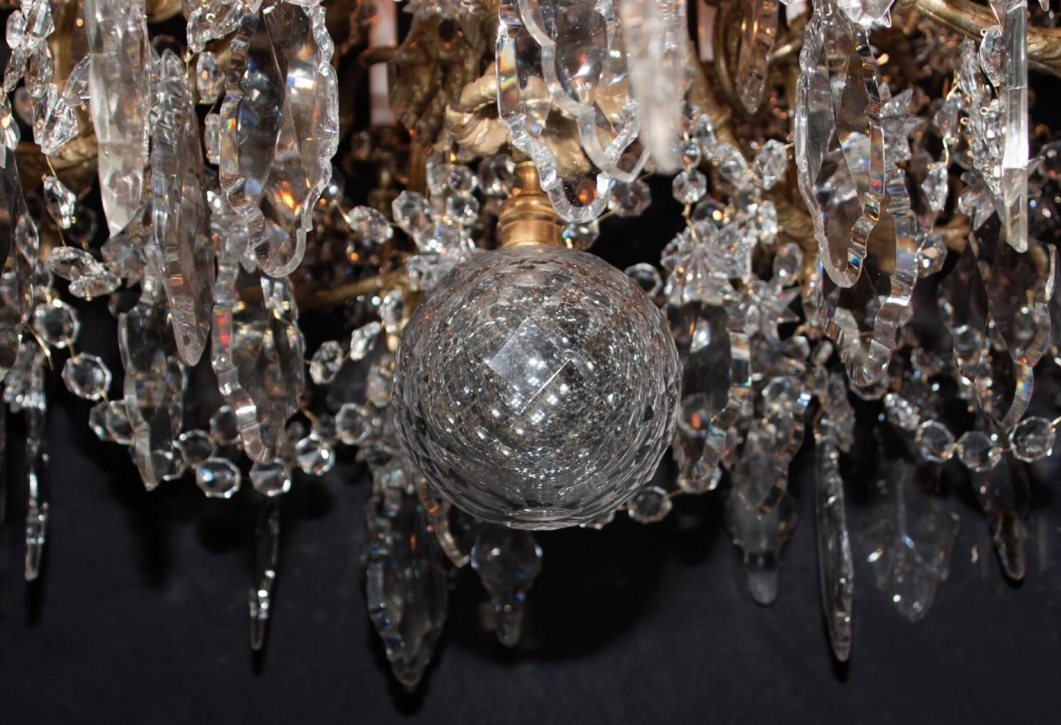 Grand Louis XVI Baccarat Crystal and Bronze Chandelier, French 19th Century  For Sale 2