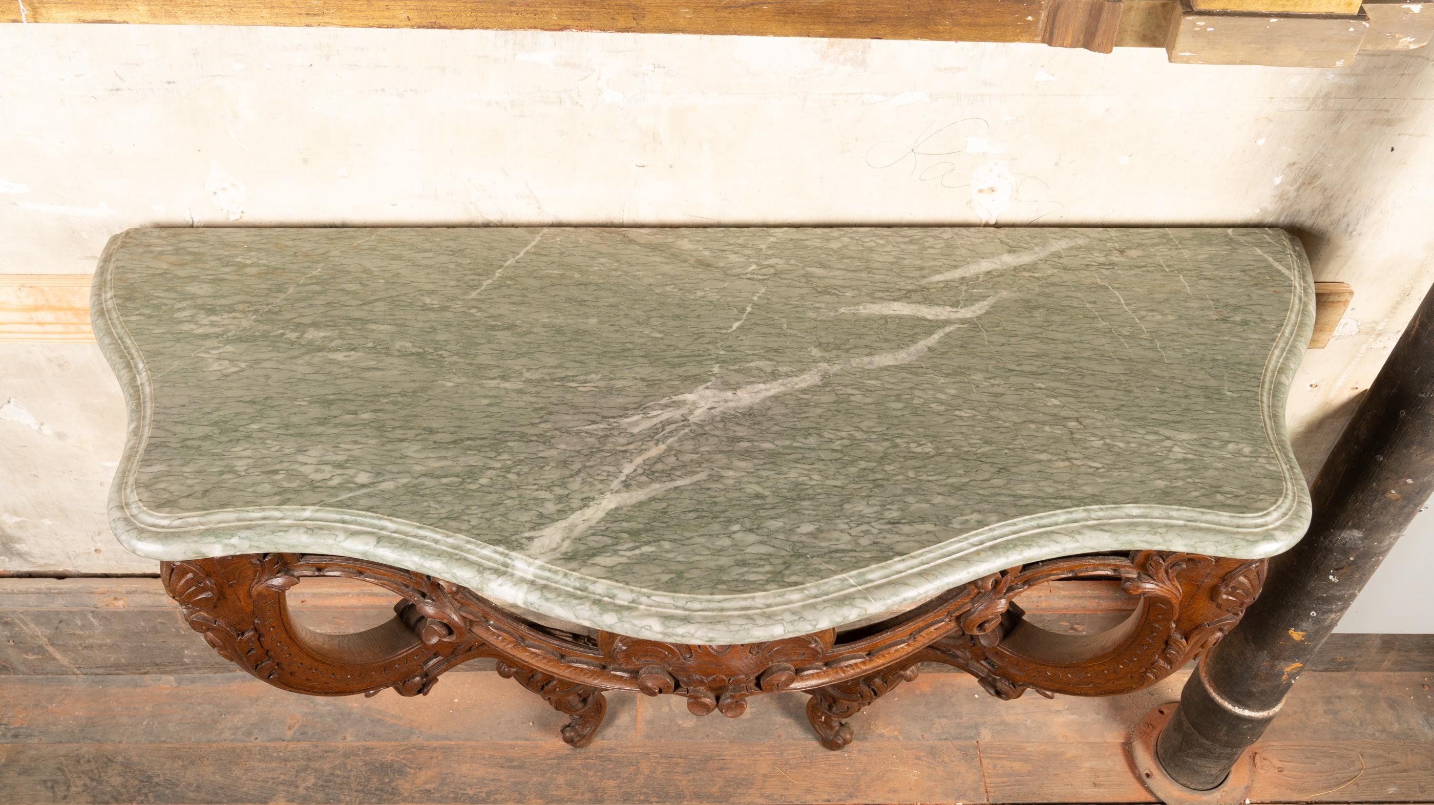 19th Century French 18th Century Louis XV Walnut and Marble Top Console For Sale