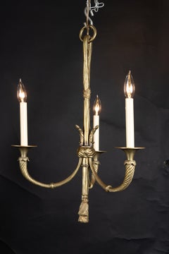 French Mid 20th Century Bronze Tassel Chandelier