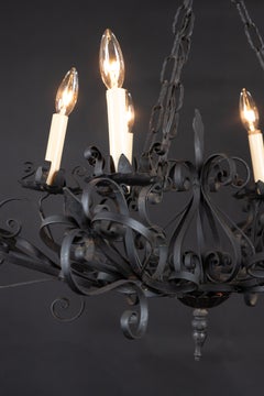 Pair of Italian Wrought Iron Chandeliers