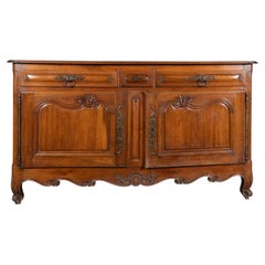 French 18th Century Louis XV Period Carved Walnut Buffet with Bronze Mounts