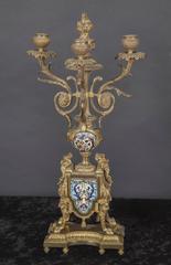 French 19th Century Bronze and Champleve Candelabras