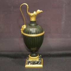 French Patinated and Gilded Bronze Ewers Pair Louis XVI Period