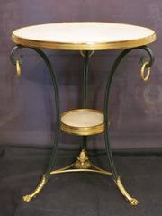 French Patinated and Gilded Bronze Pedestal Table Empire Period
