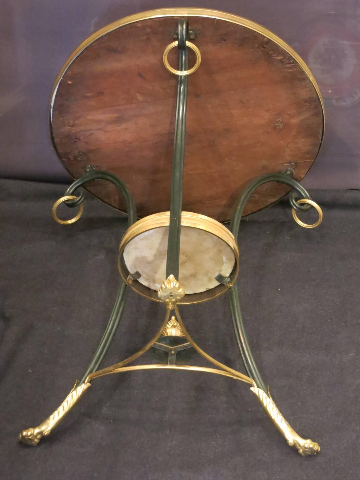 Embossed French Patinated and Gilded Bronze Pedestal Table Empire Period For Sale