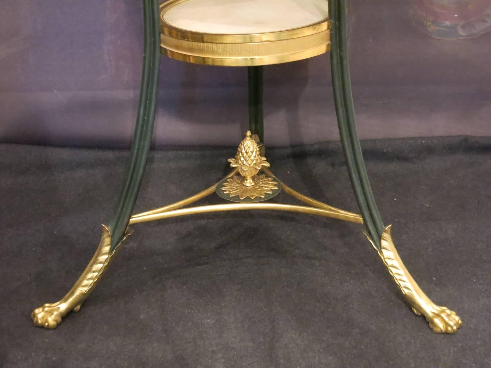 19th Century French Patinated and Gilded Bronze Pedestal Table Empire Period For Sale