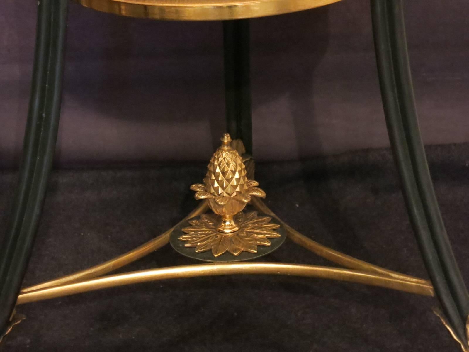 French Patinated and Gilded Bronze Pedestal Table Empire Period For Sale 1