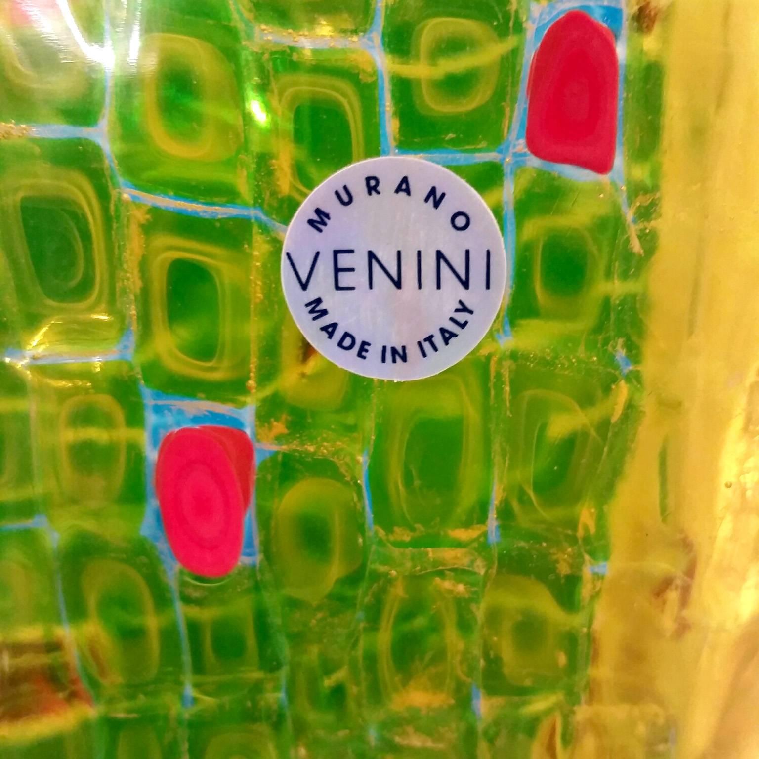 Italian 20th Century, Murano Glass Frisage Vase by Versace Venini For Sale