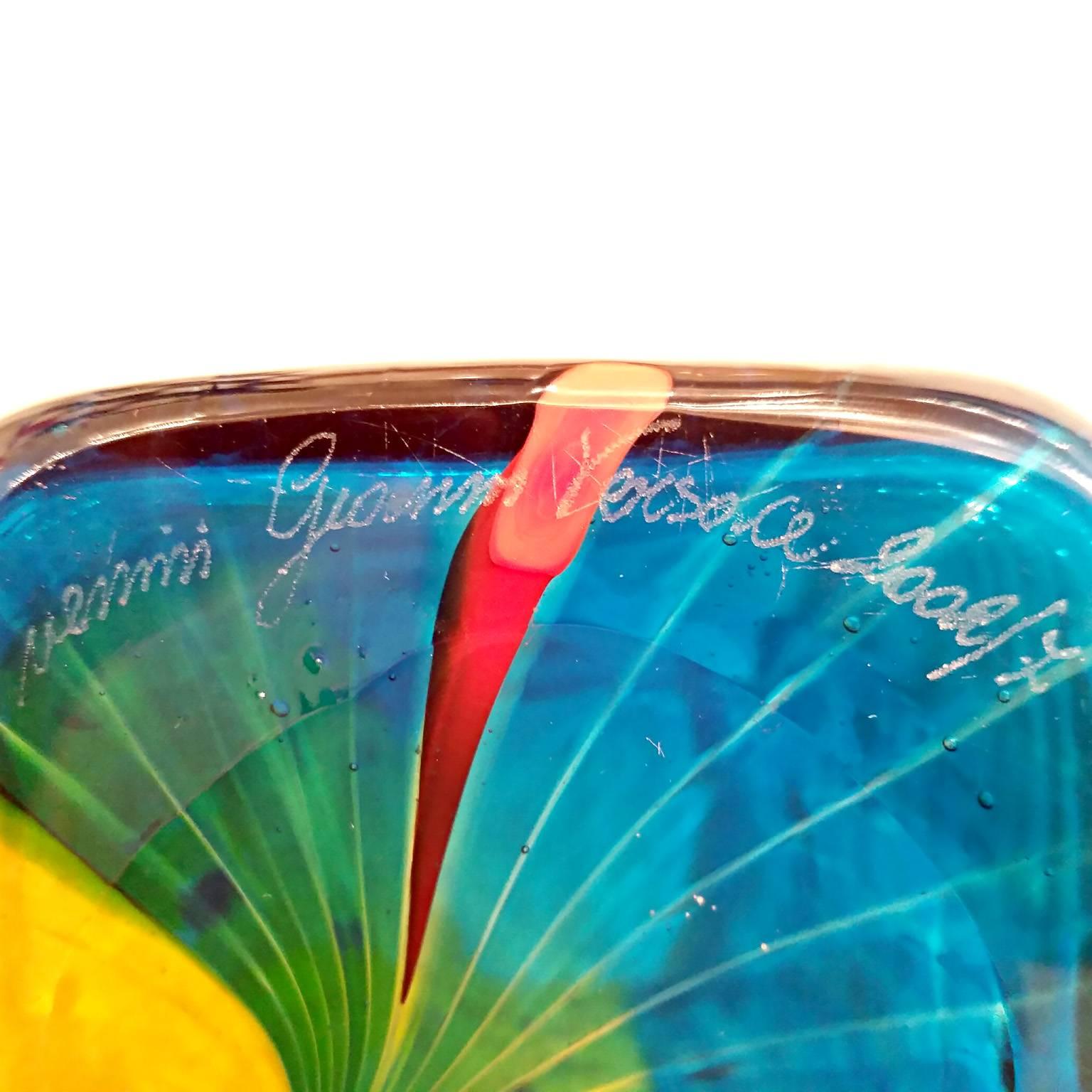 Art Glass 20th Century, Murano Glass Frisage Vase by Versace Venini For Sale