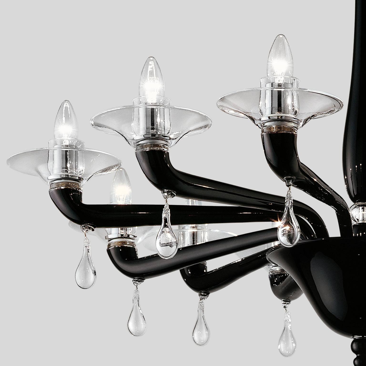 Art Deco Scarlatti Venini Glass Chandelier with 12 Lights For Sale
