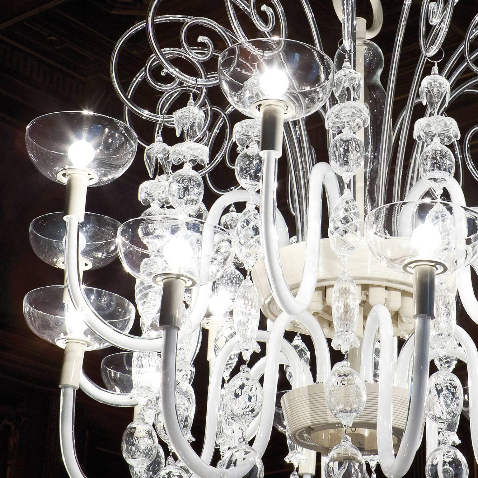 Art Deco Venini Glass Chandelier Designed by Carlo Scarpa For Sale