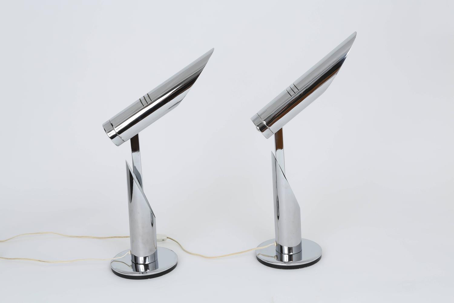 Pair of Chrome Table Lamps by Fase For Sale at 1stdibs