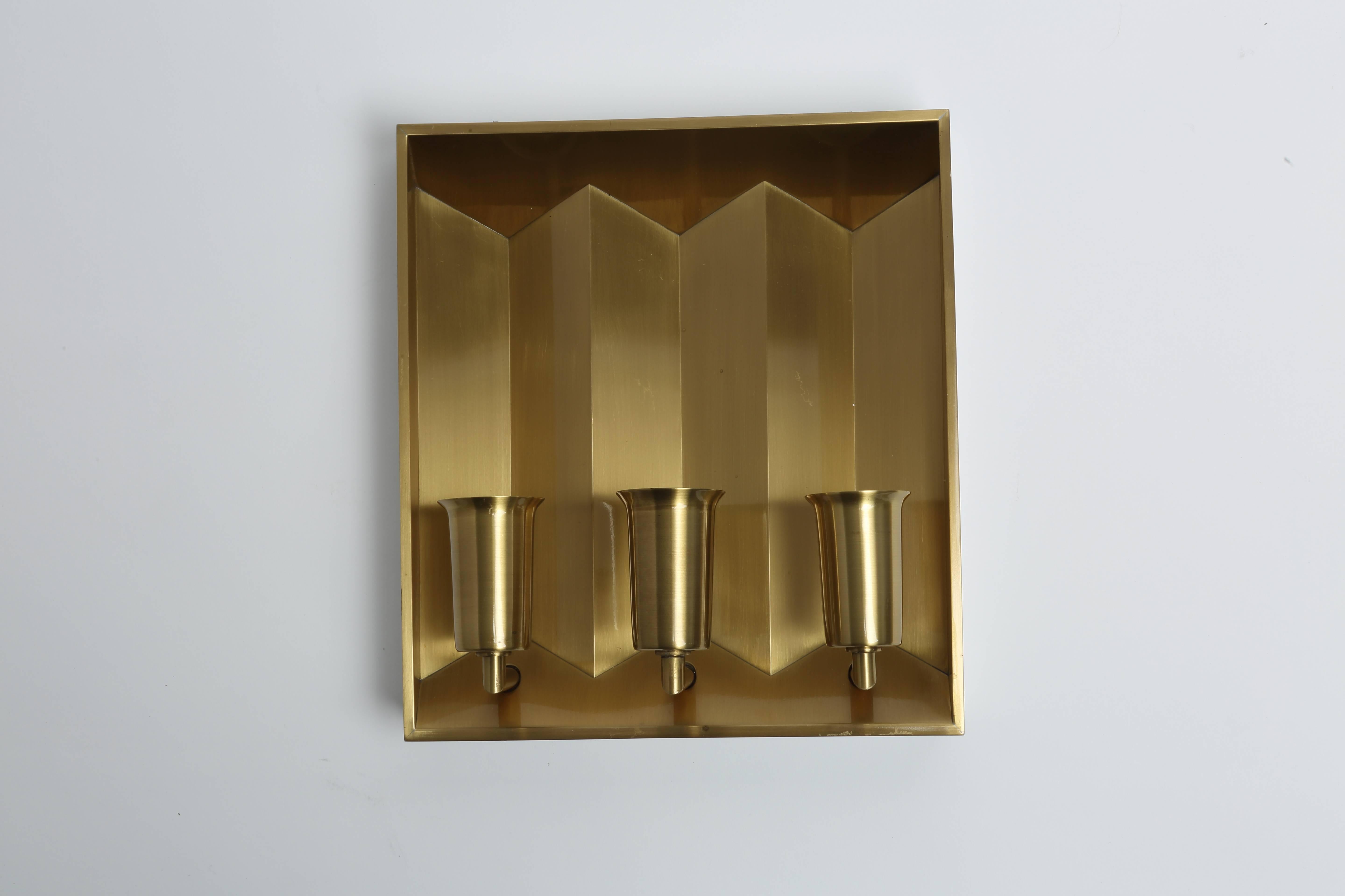 Mid-Century Modern Fog & Morup Pair of Brass Wall Lamps