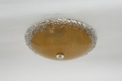 Murano Glass Flush Mount Ceiling Light, Brass, Italy circa 1960s