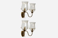 Murano Wall Sconces by Barovier, Brass & Glass, Italy 1950s
