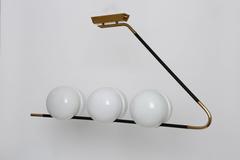 Mid-Century Modern Chandelier by Maison Lunel, Brass & Glass, 1950s