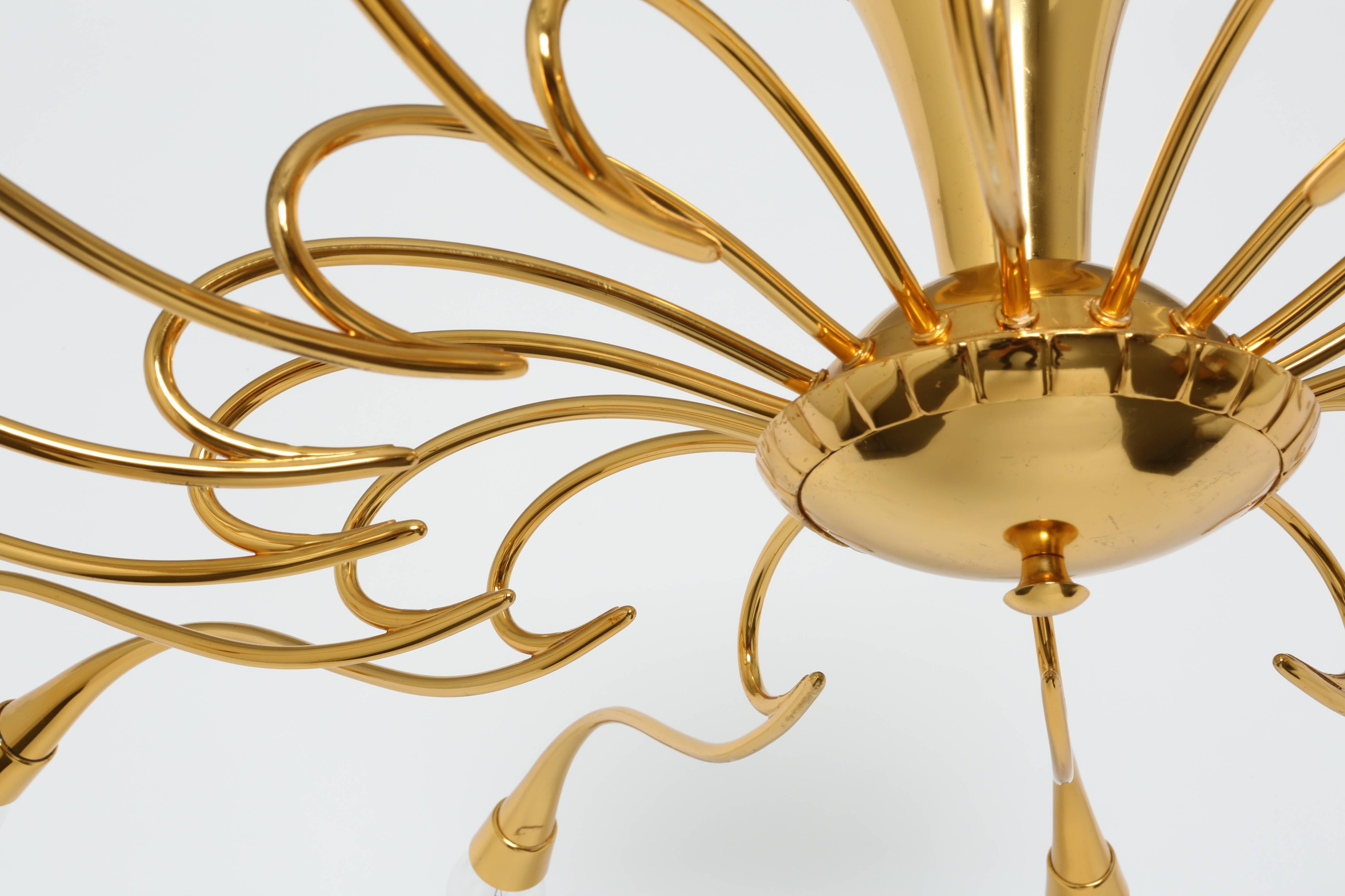 Mid-Century Modern Flush Mount chandelier by Oscar Torlasco