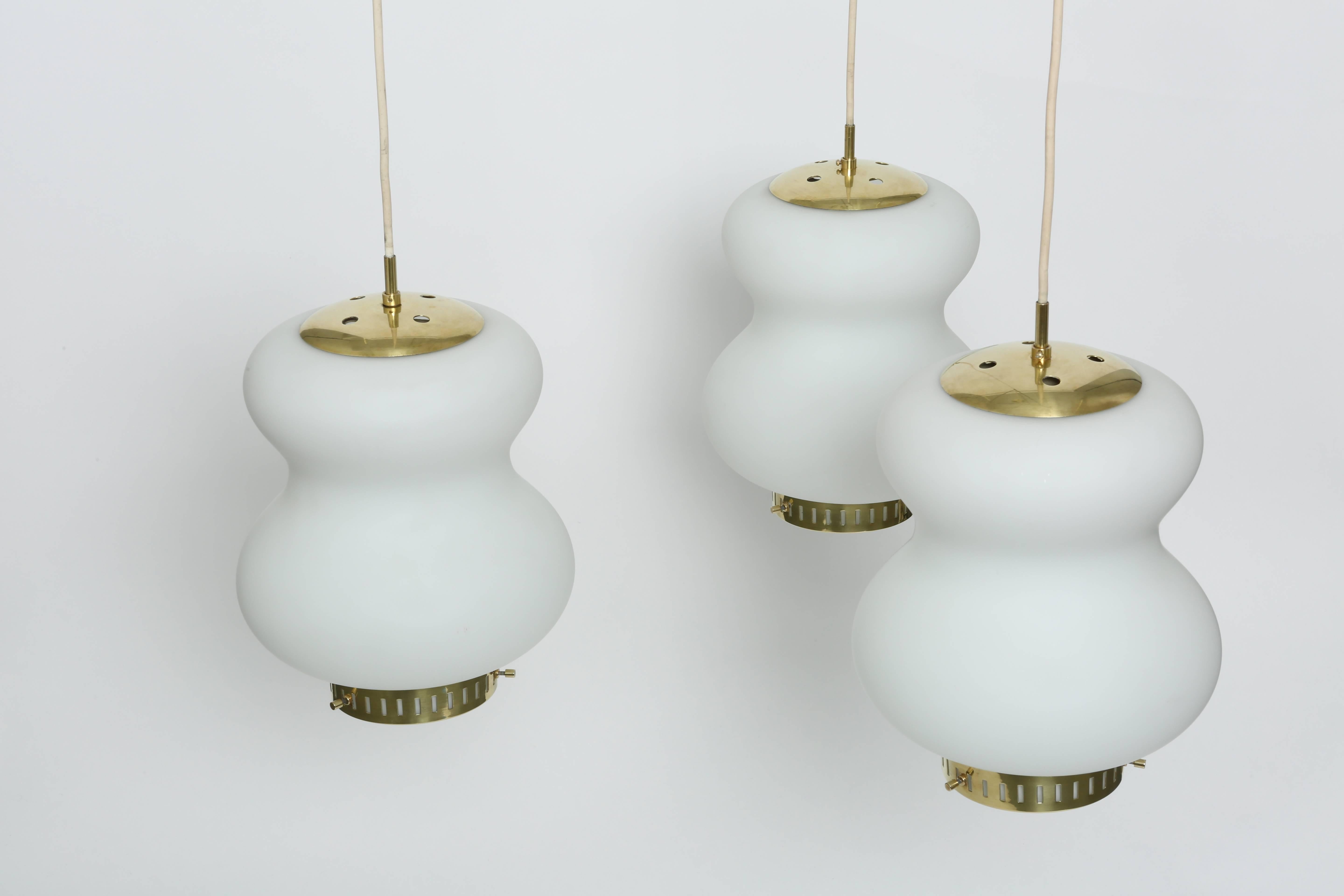 Italian Stilnovo Ceiling Pendant with Three Lights For Sale