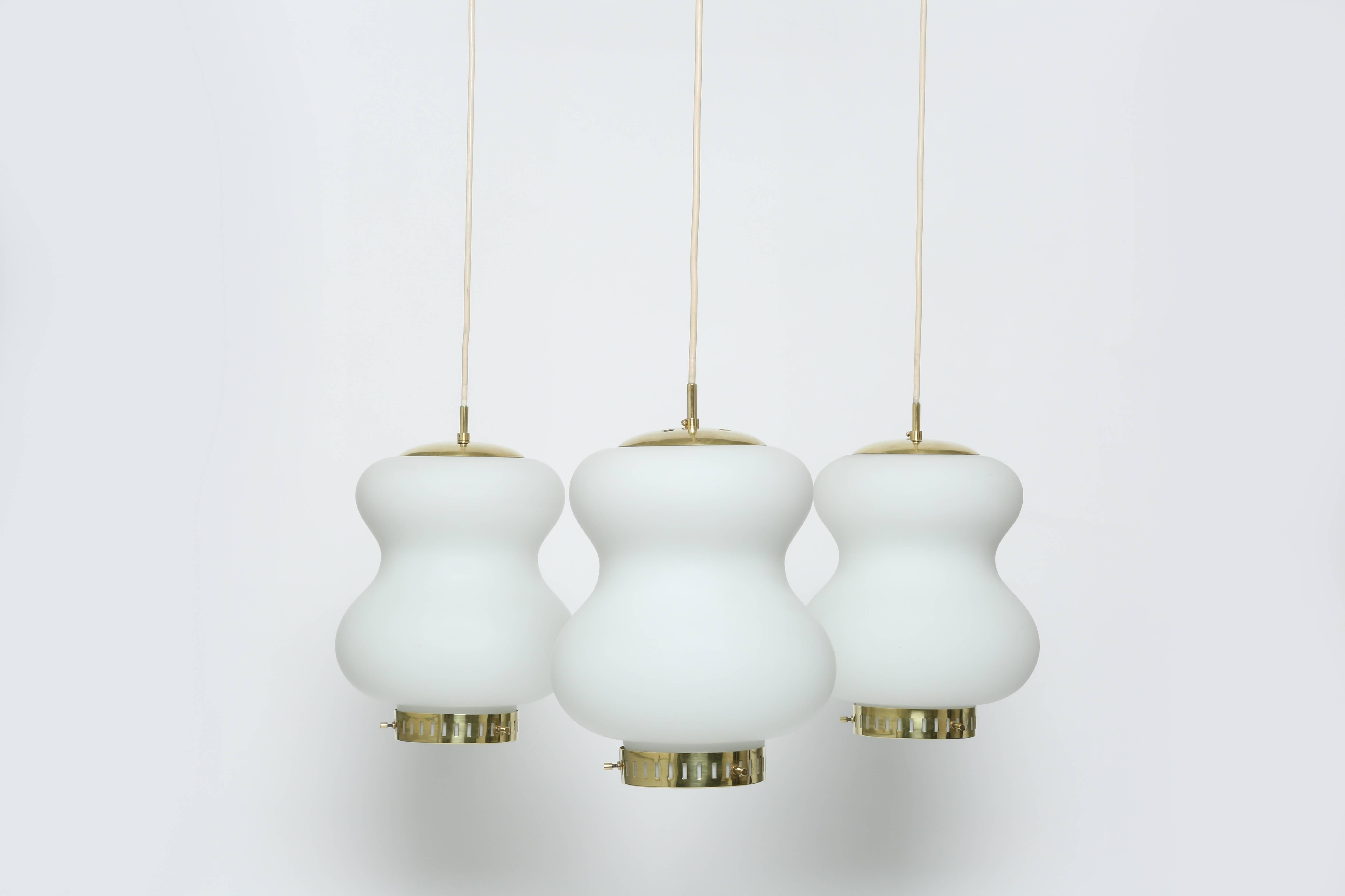 Mid-Century Modern Stilnovo Ceiling Pendant with Three Lights For Sale