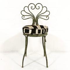Vintage French Style Garden Chair with Zebra Cushion