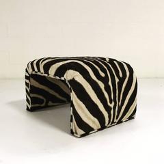 One of a Kind Curved Ottoman in Zebra Hide