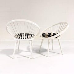 Vintage Pair of Yngve Ekstrom Circle Chairs Reupholstered in Zebra Hide