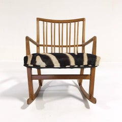 Vintage Hans Wegner for Mikael Laursen ML-33 Rocking Chair in Zebra Hide